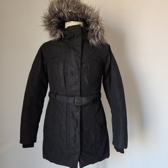 The North Face Brooklyn Belted Goose Down Insulated Parka Jacket Removable Hood